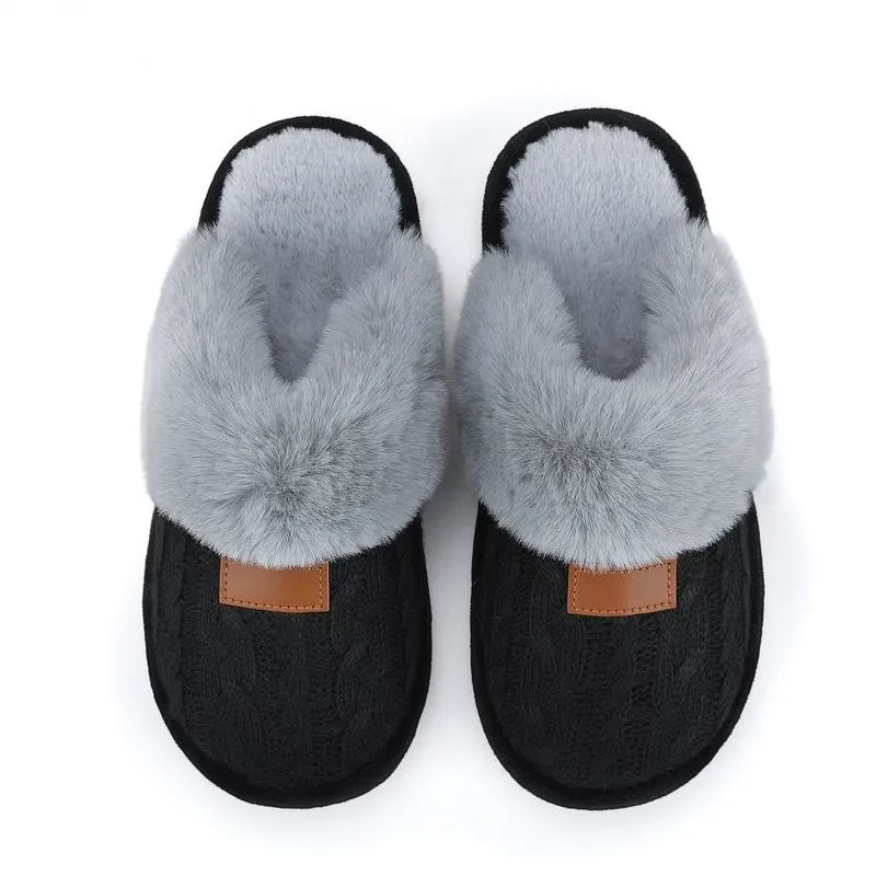 Women's Cable Knit Fuzzy Mule Slippers