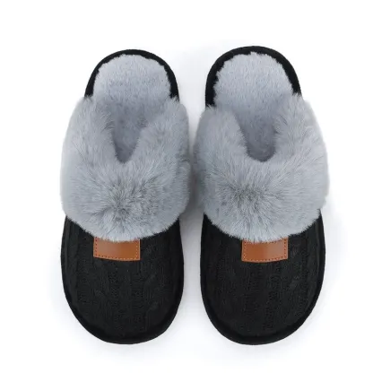 Women's Cable Knit Fuzzy Mule Slippers