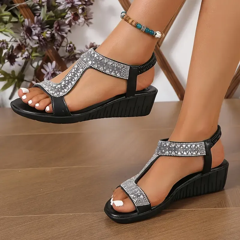 Women's Bohemian Rhinestone Comfortable Wedge Sandals