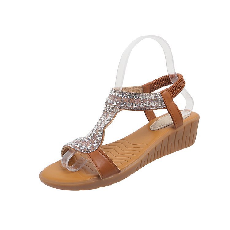 Women's Bohemian Rhinestone Comfortable Wedge Sandals