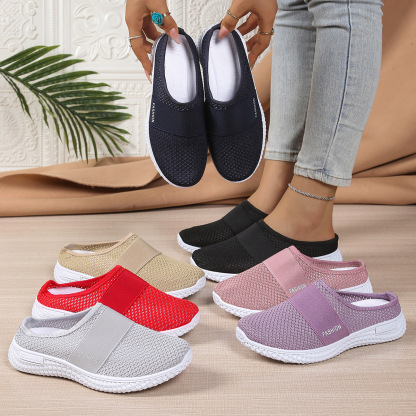 Women's Breathable and Comfortable Knit Mule Sneakers Slip-On Outdoor Walking Shoes