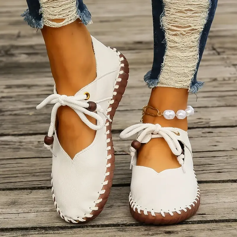 Women's Elegant Comfortable Lace-Up Versatile Shoes Nurse Work Flats