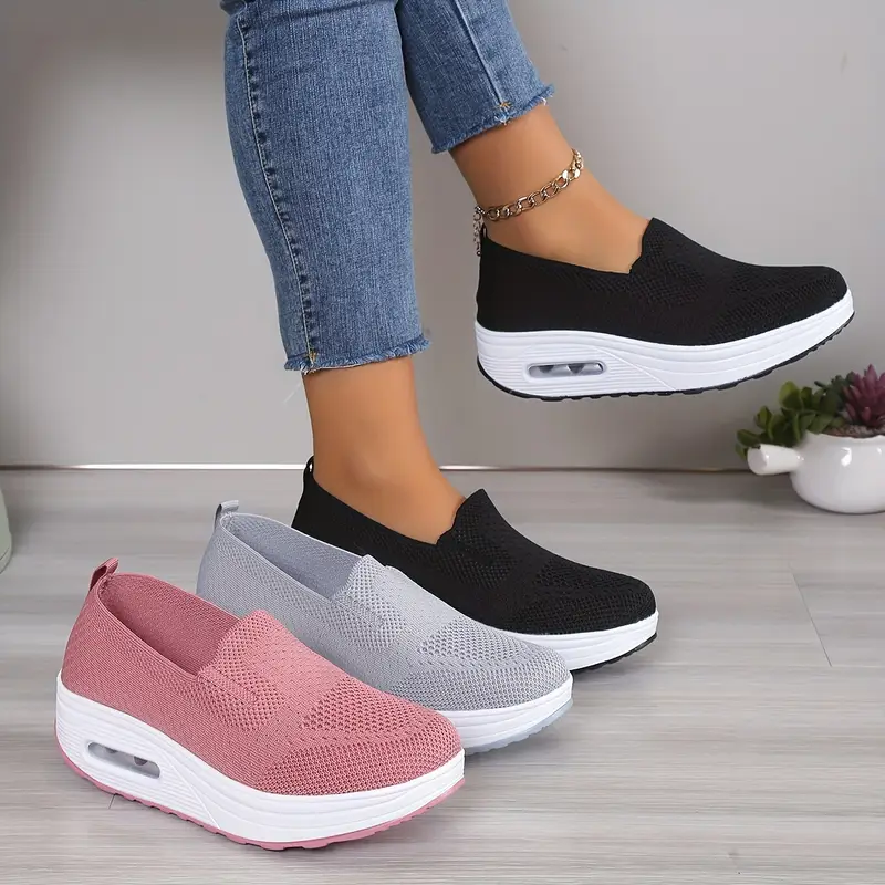 Women's Breathable Knit Slip-on Sneakers Casual Shoes