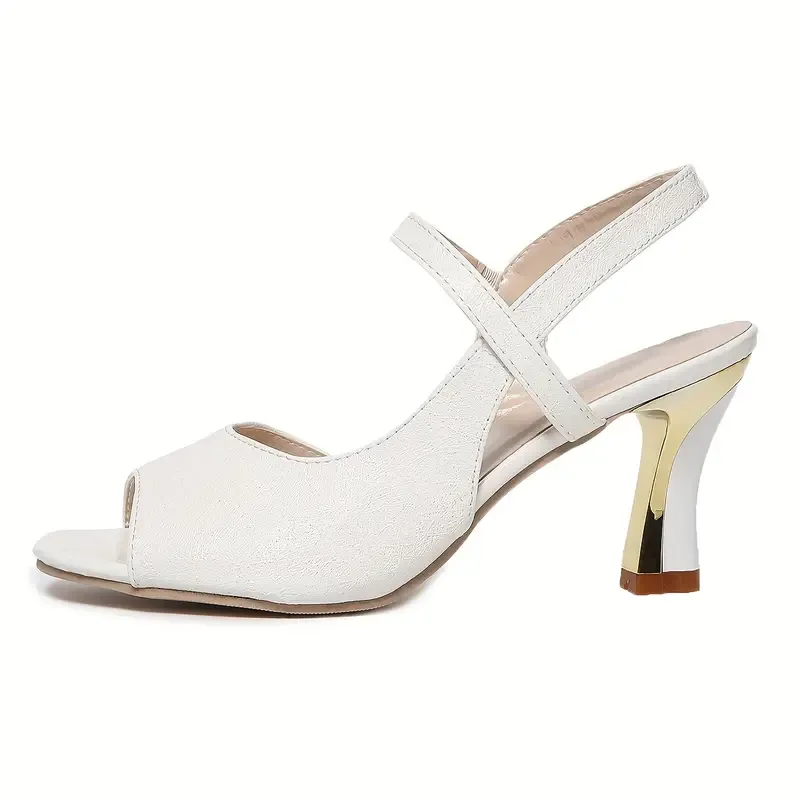 Women's Elegant Adjustable Straps Peep-Toe High Heel Sandals with Glittery Detail