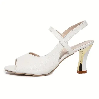 Women's Elegant Adjustable Straps Peep-Toe High Heel Sandals with Glittery Detail