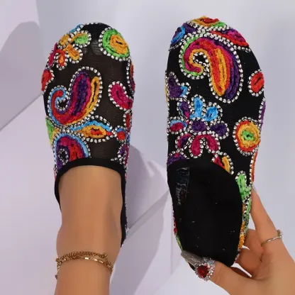 Women's Fashion Mesh Breathable Lightweight Versatile Unique Slip-On Flats Slippers