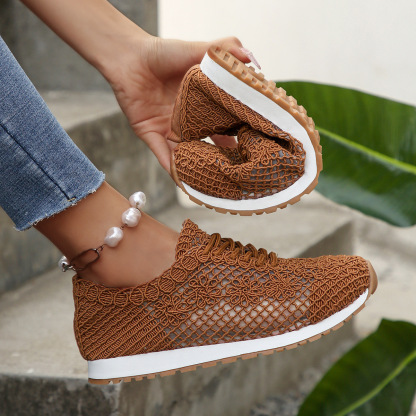 Women's Breathable Lace-Up Mesh Casual Shoes Sneakers