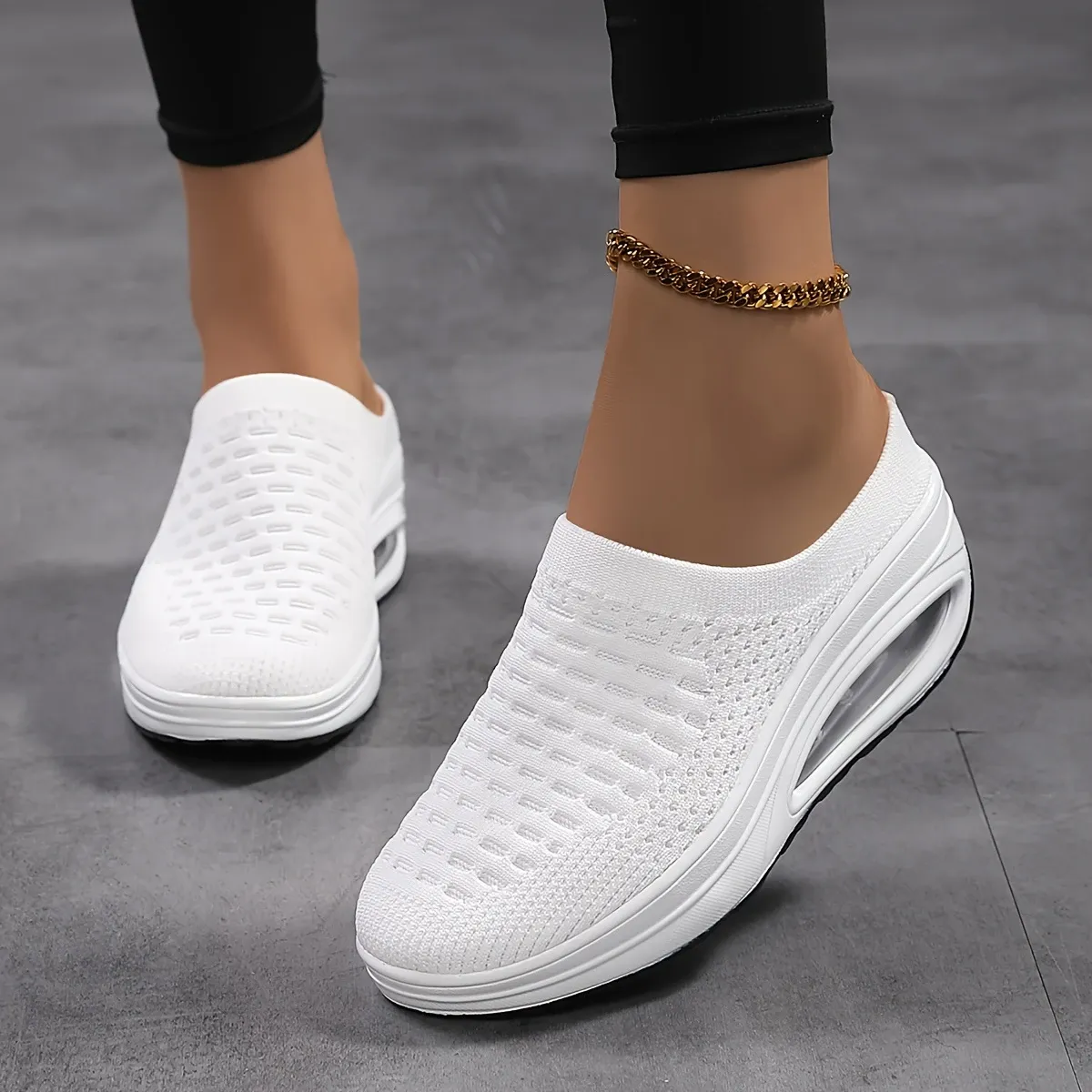 Women's Breathable & Comfortable Mule Sneakers Slip On Platform Shoes