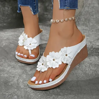 Women's Fashion Floral Slip-On Flip Flops Wedge sandals