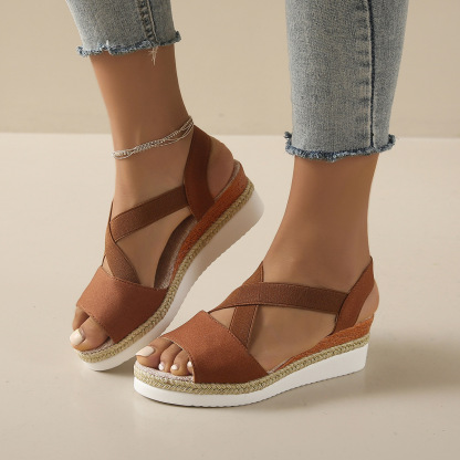 Women's Classic Crisscross Elastic Wedge Sandals