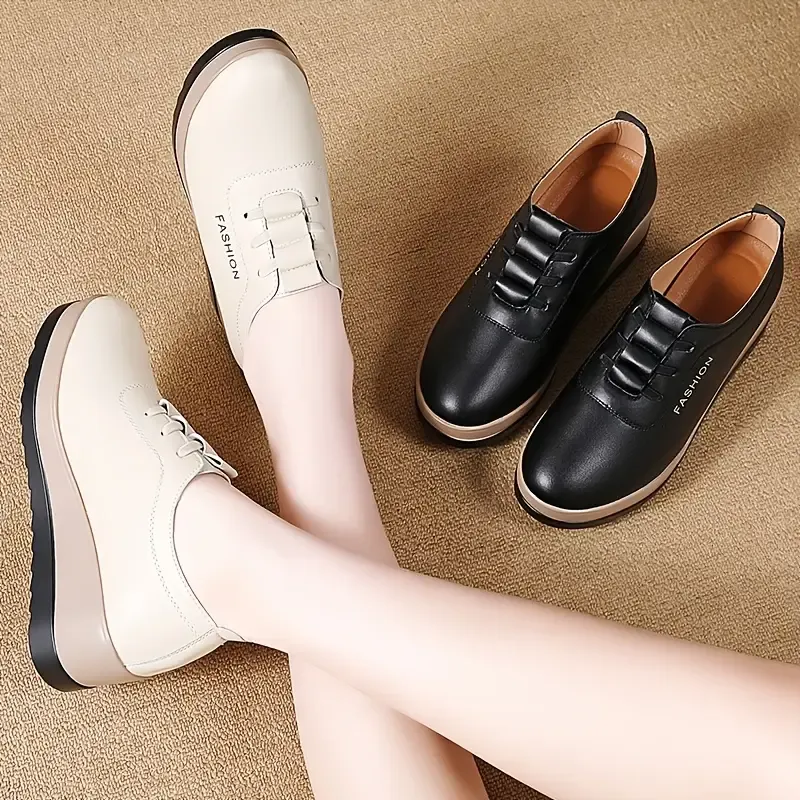 Women's Lightweight & Versatile Wedge Heel Leather Shoes