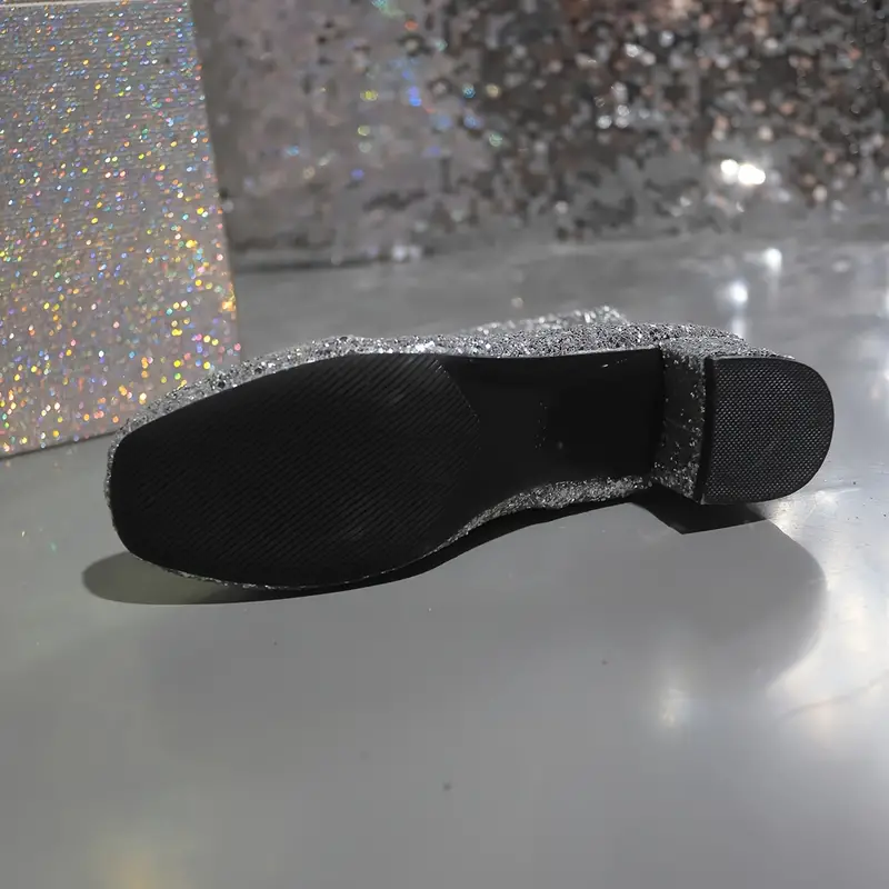 Women's Sparkling Fashion Elegant Versatile Chunky Heel Boots
