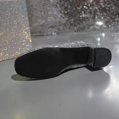 Women's Sparkling Fashion Elegant Versatile Chunky Heel Boots