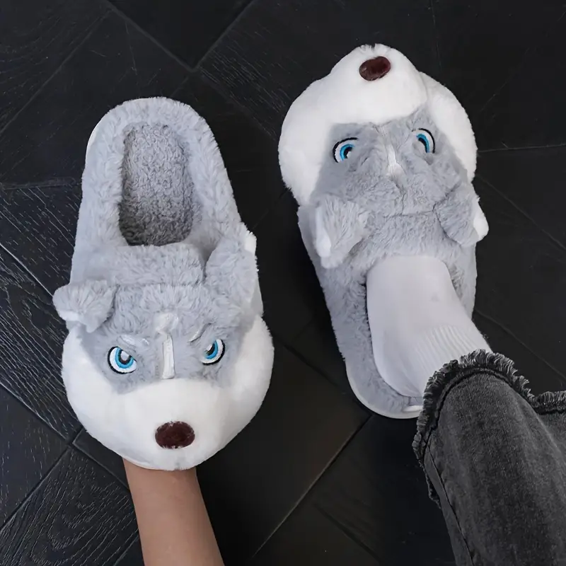 Warm & Cozy Husky-Shaped Plush Slippers Indoor/Outdoor Wear for Men & Women