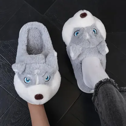 Warm & Cozy Husky-Shaped Plush Slippers Indoor/Outdoor Wear for Men & Women