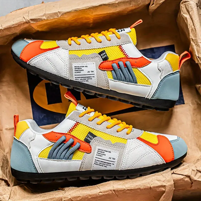Men's Stylish Contrasting Designs Breathable Comfortable Non-Slip Sneakers 