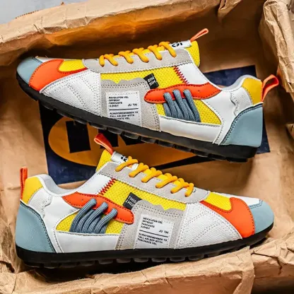 Men's Stylish Contrasting Designs Breathable Comfortable Non-Slip Sneakers 