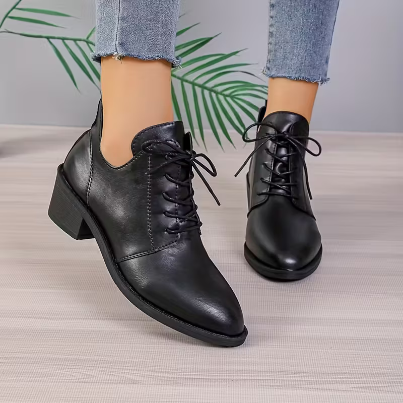 Women's Fashion Versatile British Style Leather Ankle Boots
