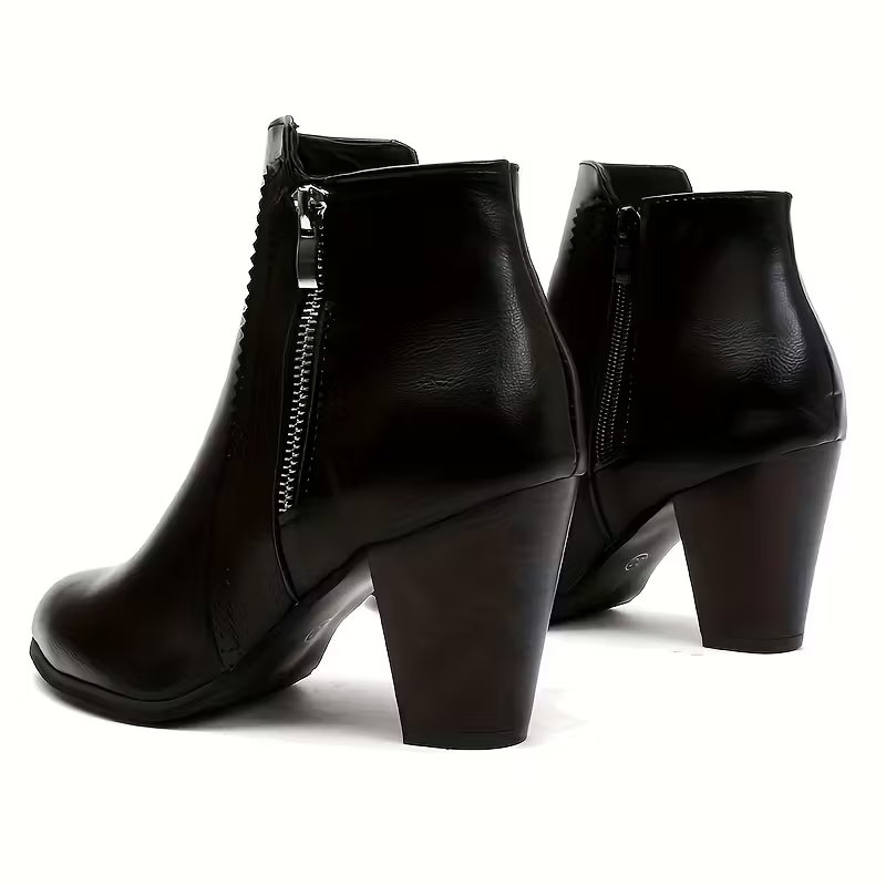 Women's Fashion Non-Slip Handmade Leather Chunky Heel Ankle Boots