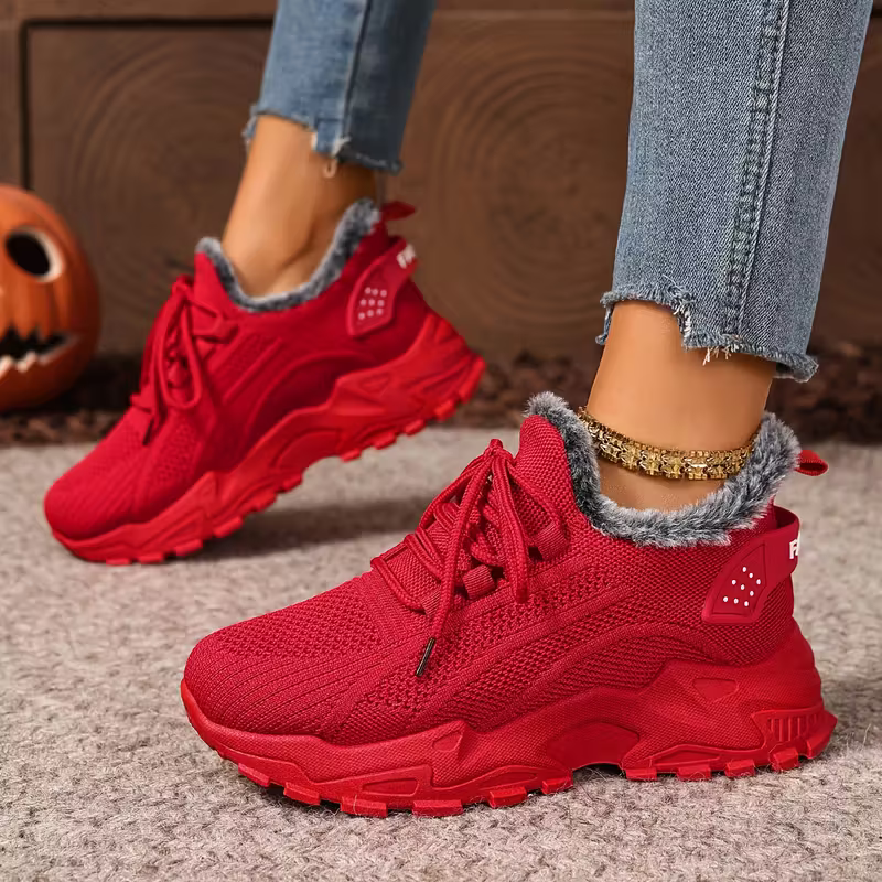 Women's Winter Warm Slip-Resistant Plush Lining Slip-On Sneakers/Running Boots