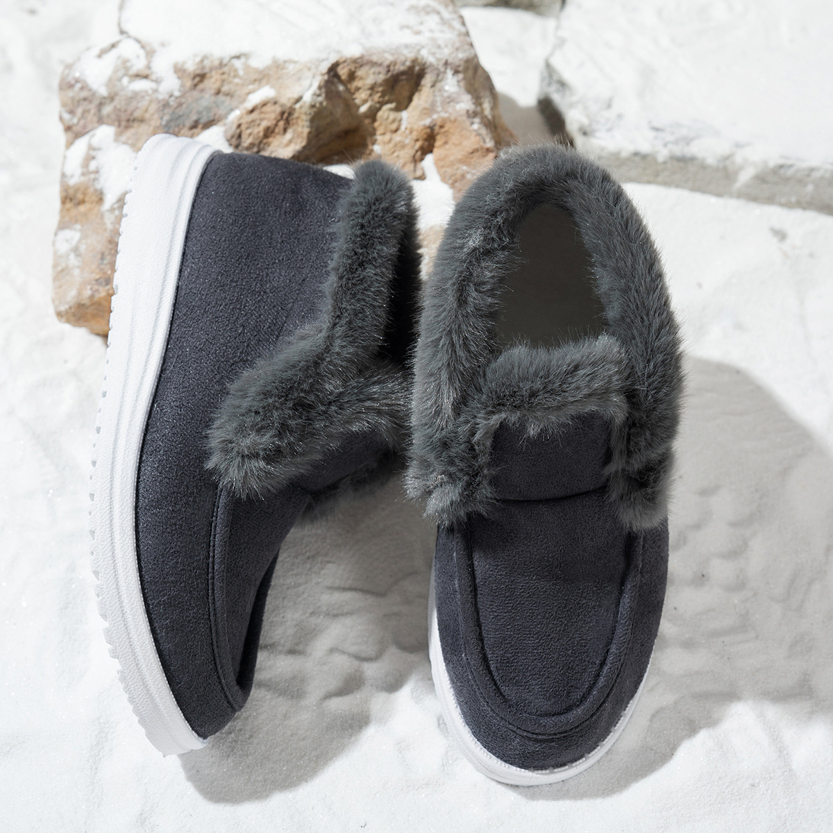Women's Warm Furry Slip-on Winter Cotton Boots