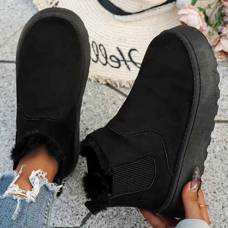 Women's Plus Size Warm Fleece-Lined Thick Sole Anti-Slip Ankle Boots