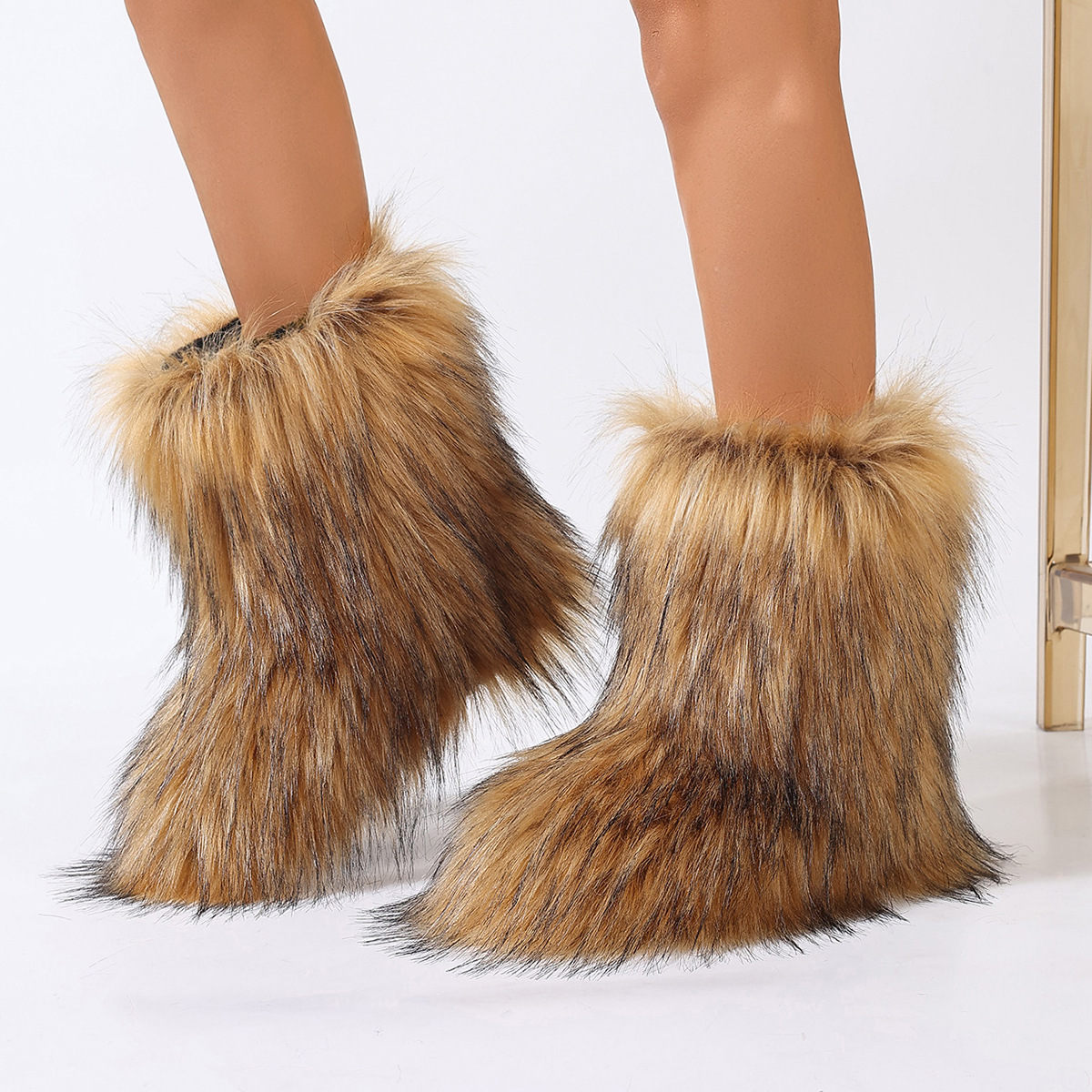 Women's Trendy Snow Boots, Fashion Faux Fur Mid Calf Boots, Women's Comfortable Boots