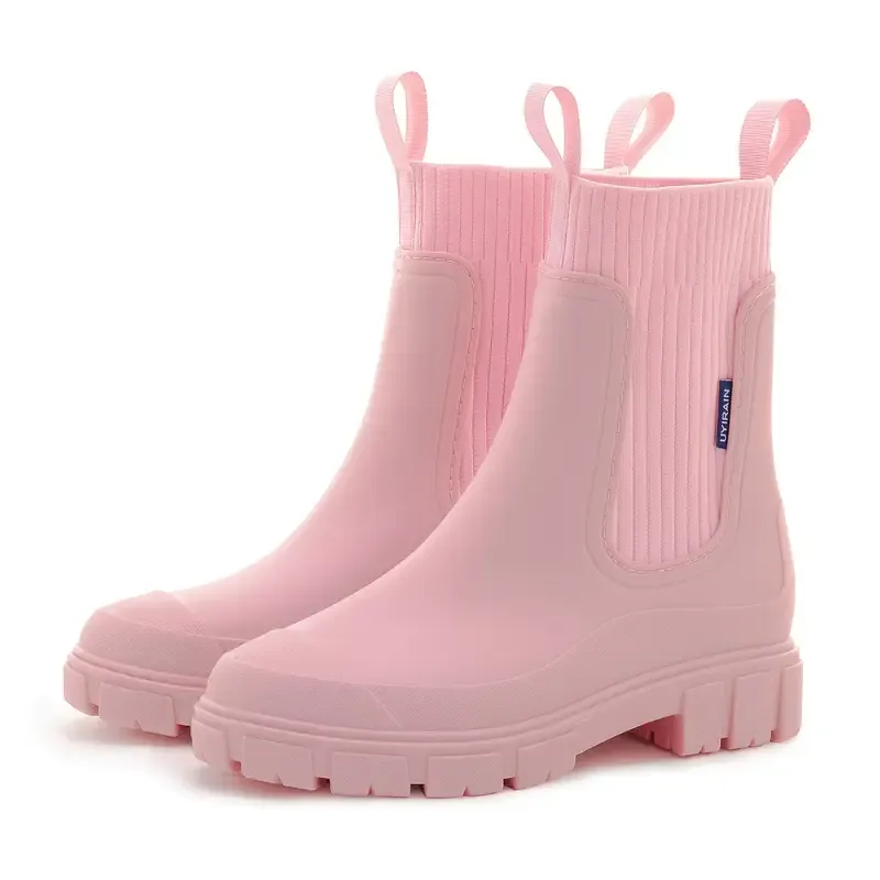 Women's Comfortable and Slip-Resistant Chelsea Rain Boots Versatile Outdoor Footwear