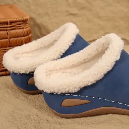 Women's Warm Lined Slip-On Shoes Thick Platform Slippers for Cold Weather