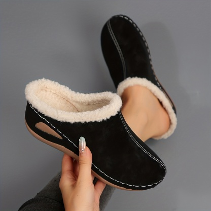 Women's Warm Lined Slip-On Shoes Thick Platform Slippers for Cold Weather
