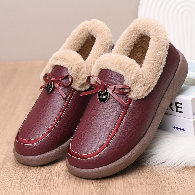 Women's Warm & Waterproof Leather Slip-on Shoes for Winter