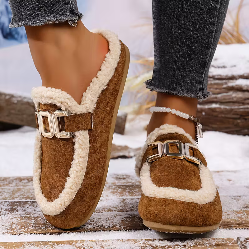 Women's Soft Warm Arch Support Slip-On Slippers Indoor/Outdoor House Shoes 