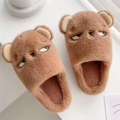 Women's Cozy Soft Plush Cartoon House Slippers Anti-Skid Slip-On Indoor Shoes