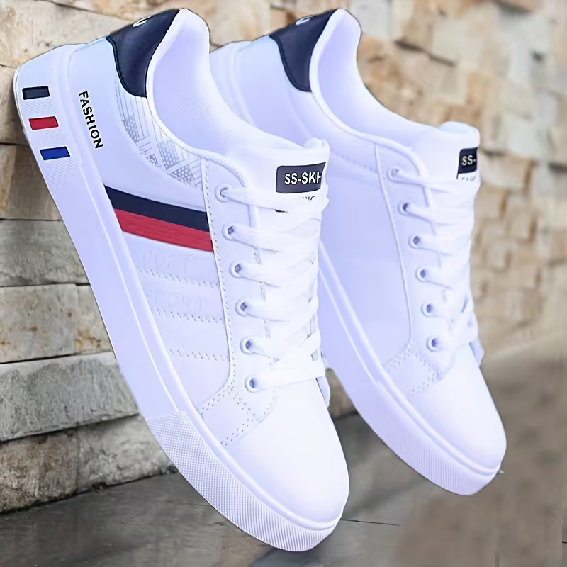 Men's Classice Navy Accent Lace-Up Slip-Resistant Low-Top Sneakers