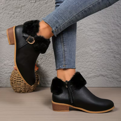 Women's Fashion & Warm Chelsea Block Heel Slip-On Boots