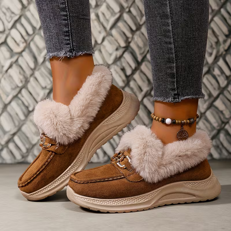 Women's Versatile Snow Sports Shoes Thick-Soled Height-Increasing Slip-On Loafers