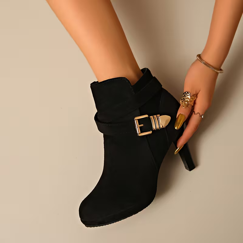 Women's High Quality Side Zipper High-Heeled Ankle Boots