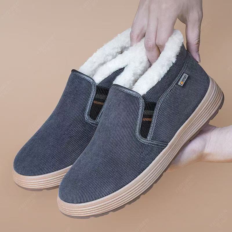 Men’s Fleece-Lined Warm Slip-On Winter Walking Shoes Boots