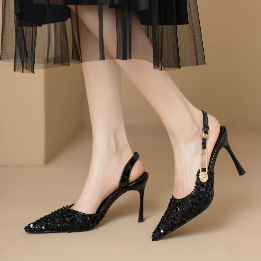 Women's Sexy Sequined Pink Stiletto Sandals Elegant & Fashion Party Sandals