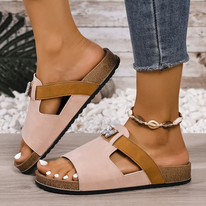 Women's Retro Butterfly Decorated Slip-On Thick-Soled Sandals Beach Slides