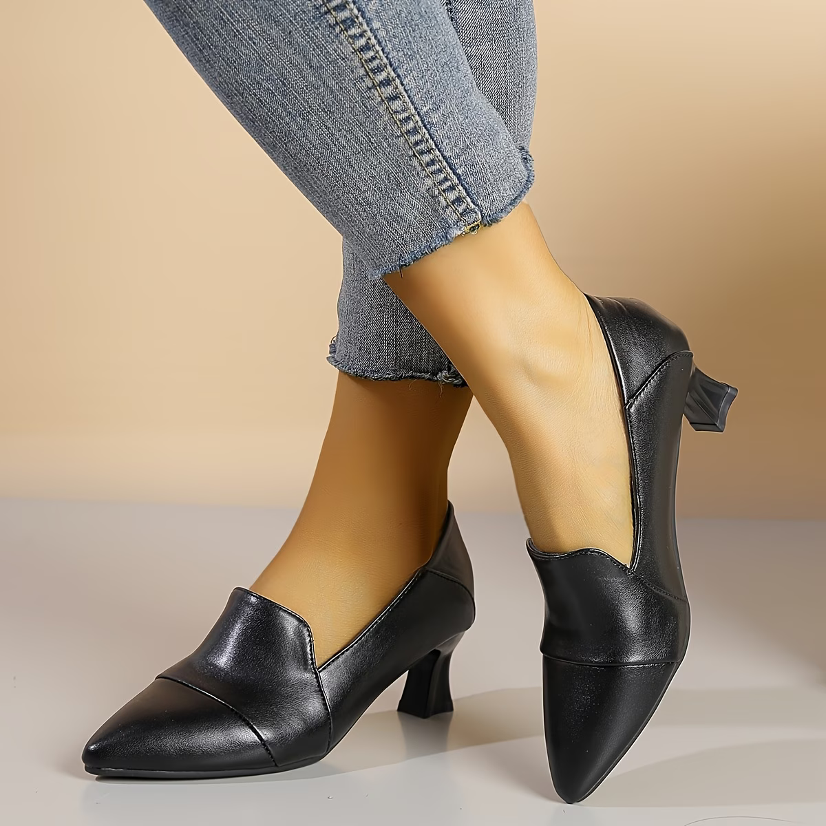 Women's Elegant & Comfortable Leather Chunky Heel Shoes