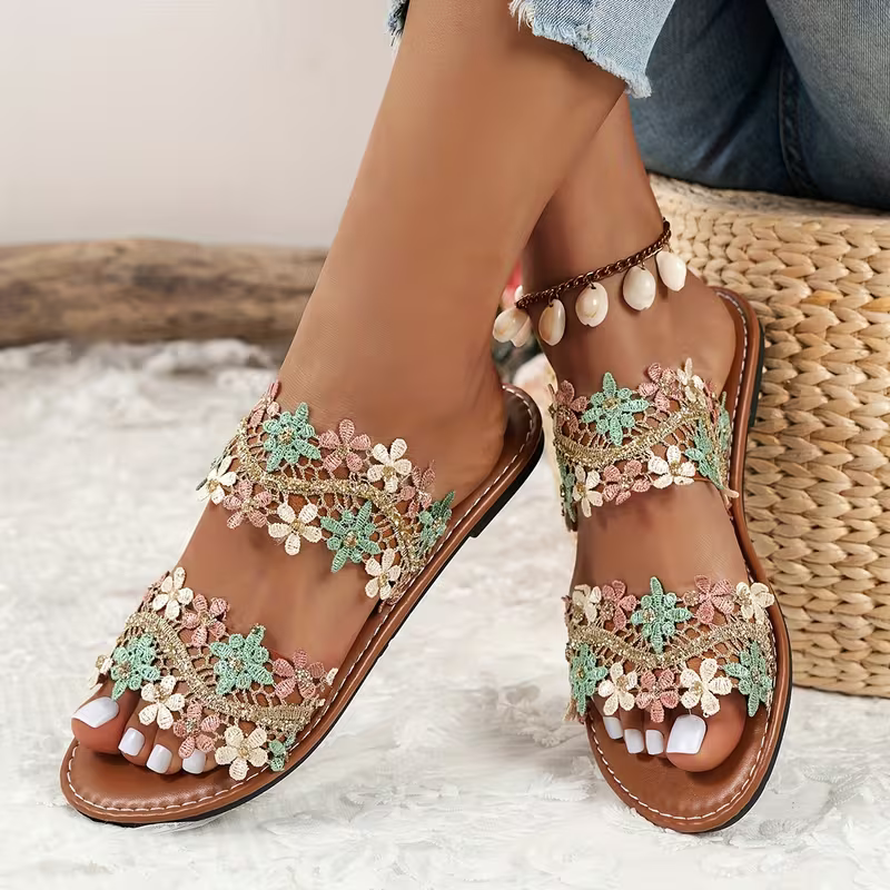 Women's Stylish Flat Flower Sandals