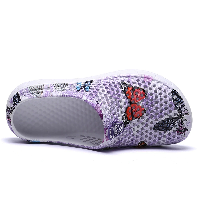 Women's Lightweight & Breathable Butterfly Print Hollow Out Clogs Sandals for Beach, Garden & Casual Wear