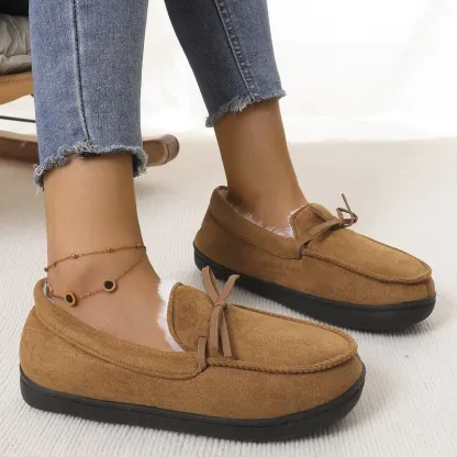 Women's Warm Fleece Moccasin Slippers Bow Detail Indoor/Outdoor Shoes