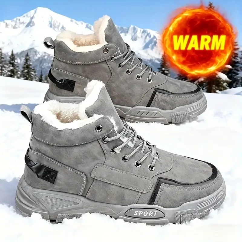 Men's Thermal Insulated Cushioned Insole & Non-Slip Winter Snow Boots for Outdoor Hiking, Casual & Daily Wear