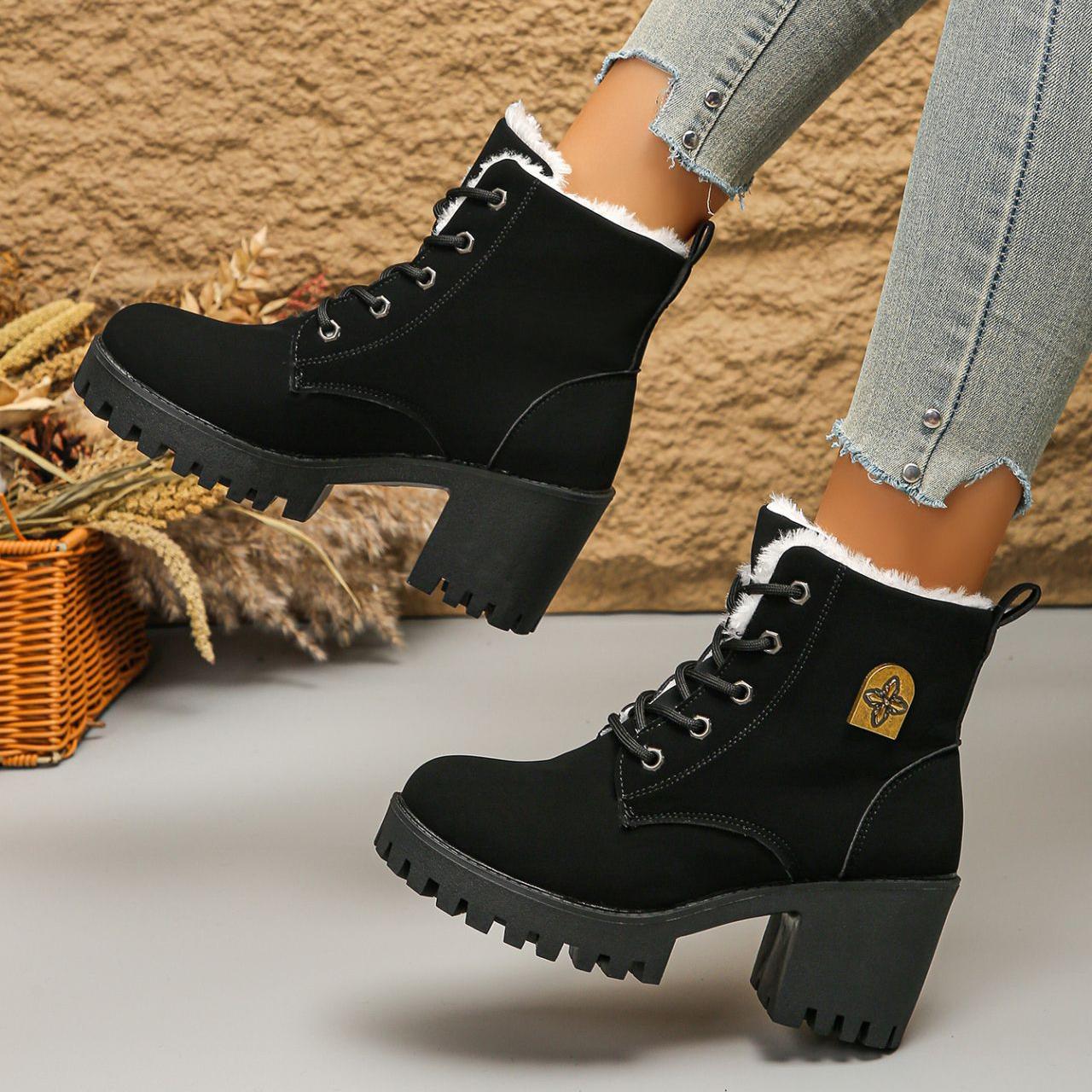 Women's Elegant & Stylish & Warm thick heel Ankle Boots