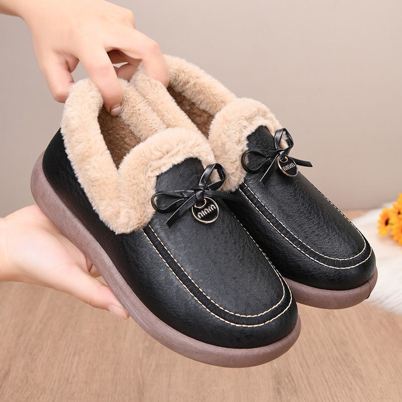 Women's Warm & Waterproof Leather Slip-on Shoes for Winter