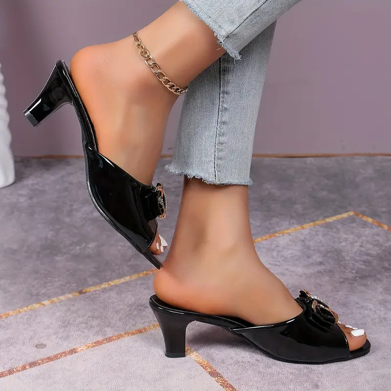 Women's Stylish Rhinestone & Bowknot Decor Slip-On Sandals