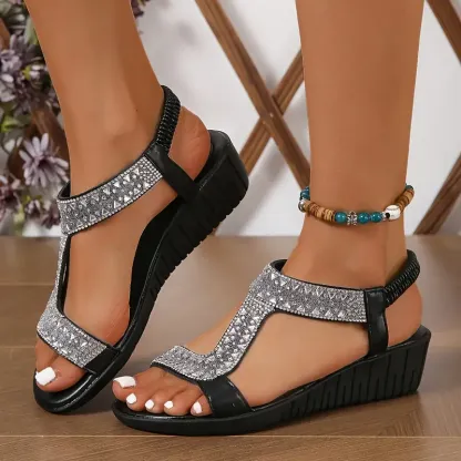 Women's Bohemian Rhinestone Comfortable Wedge Sandals