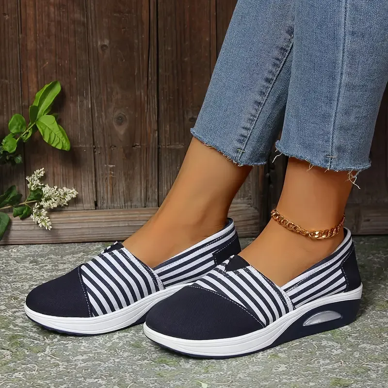 Women's Comfort Striped Slip-On Sneakers